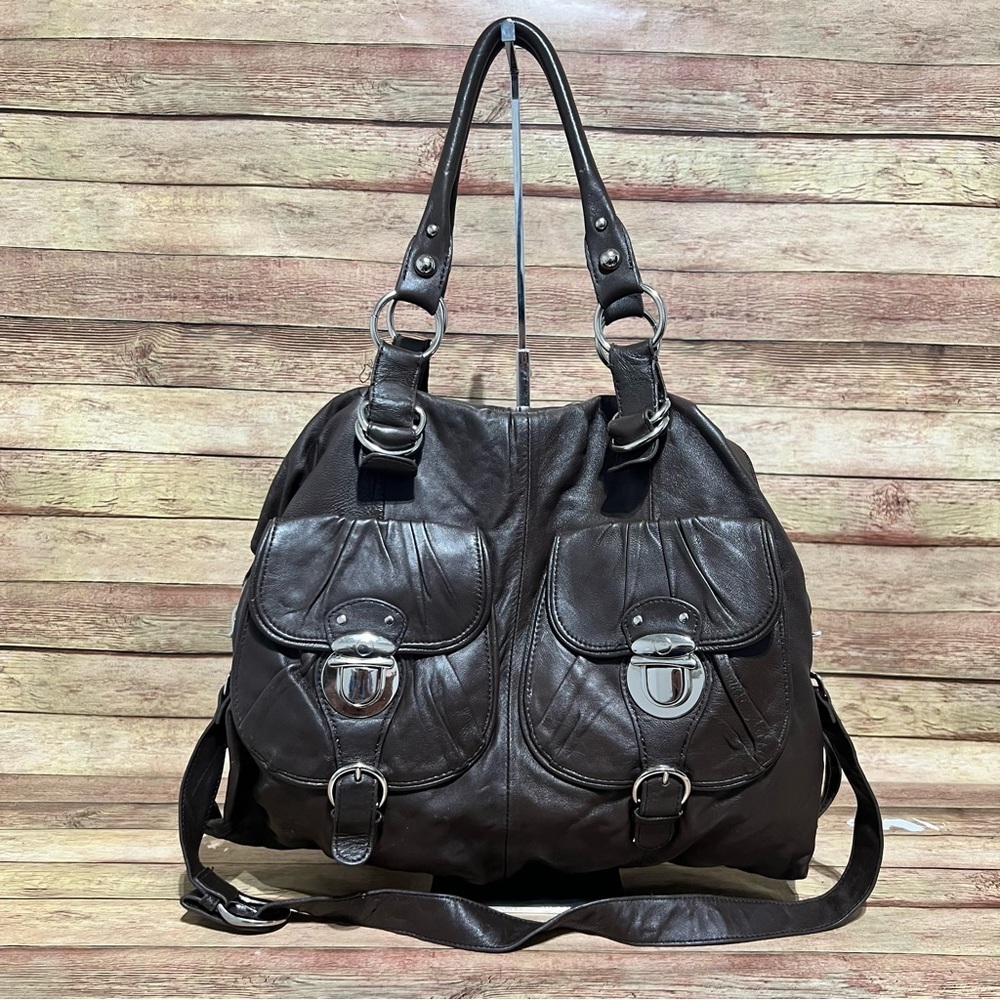 Hype Brown Leather Shoulder Purse